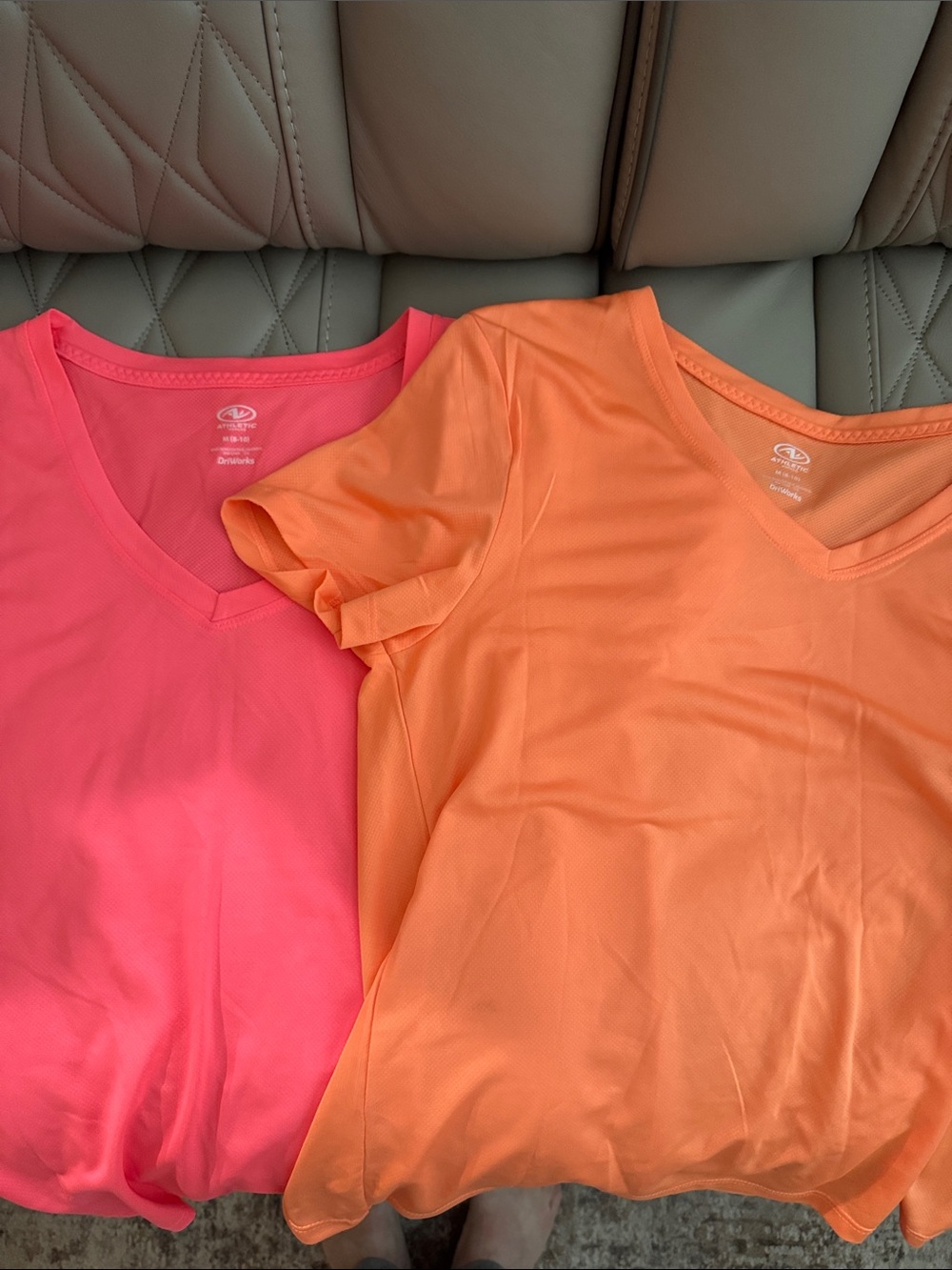 Athletic Works Bright Pink and Orange V-Neck Women's Workout Tees